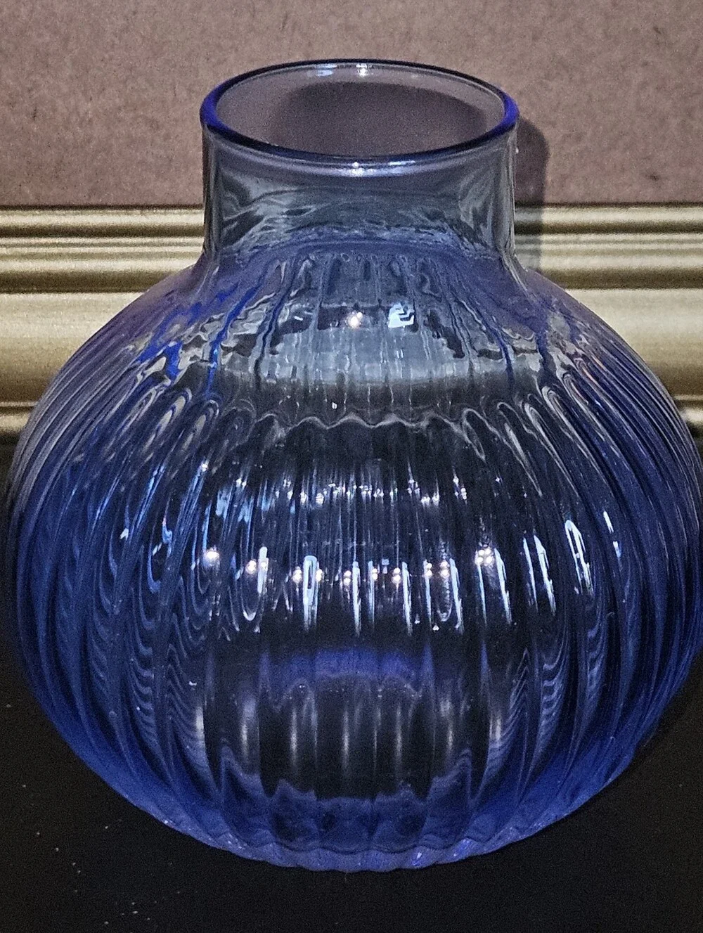 Room Essentials Blue Glass Ribbed Vase